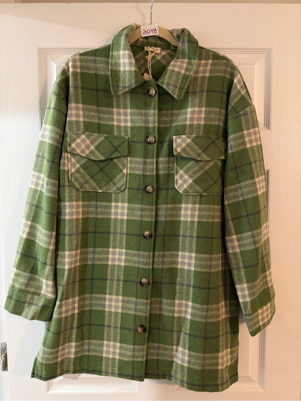 Hem & Thread Green Plaid Utility Shacket
